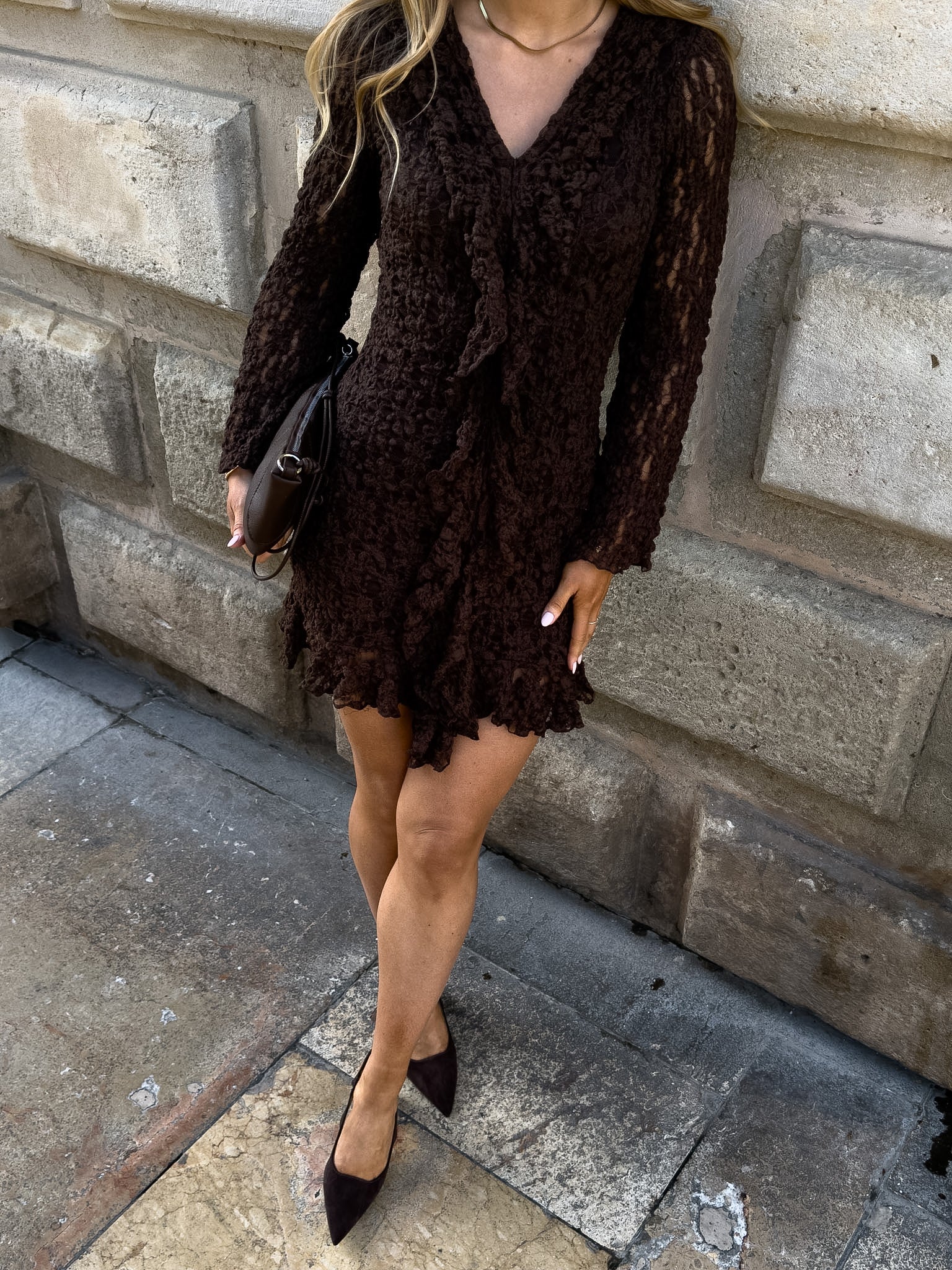 AWKIENNA Short Dress - Chocolate Torte - Image 6
