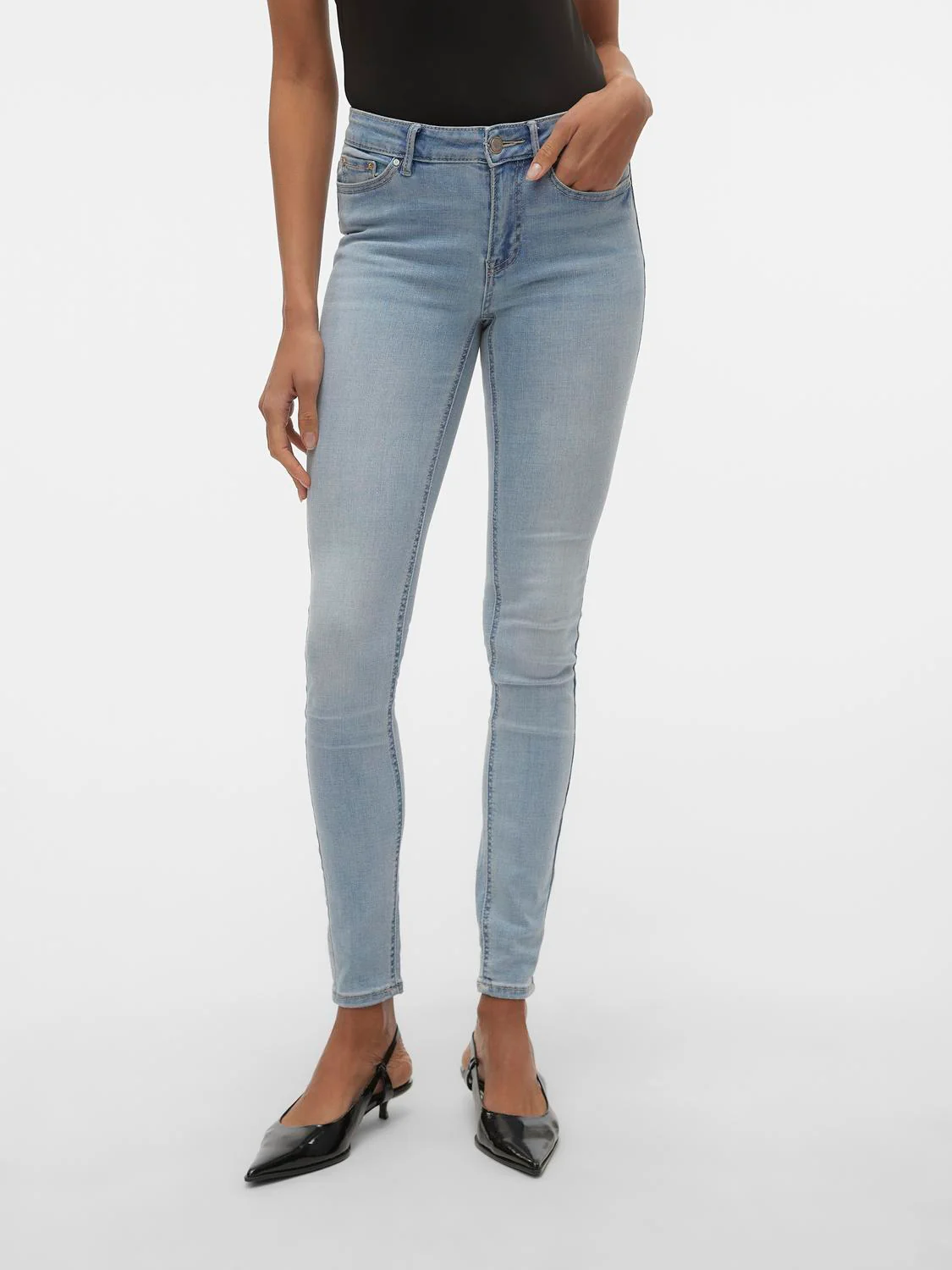 VMFLASH Skinny Jeans - Light Blue Denim - Image 3