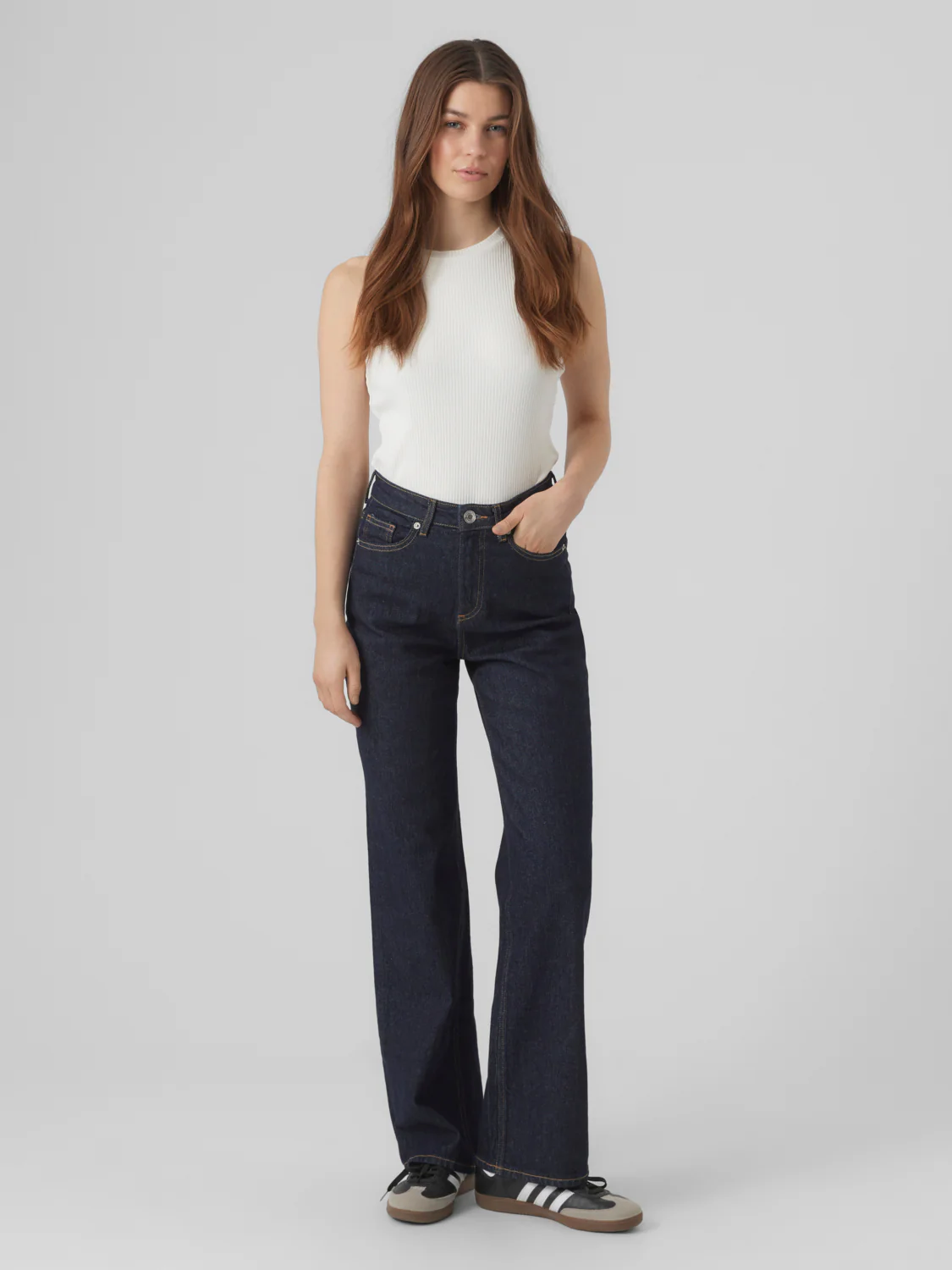 VMTESSA Wide Jeans - Dark Blue Denim - Image 7