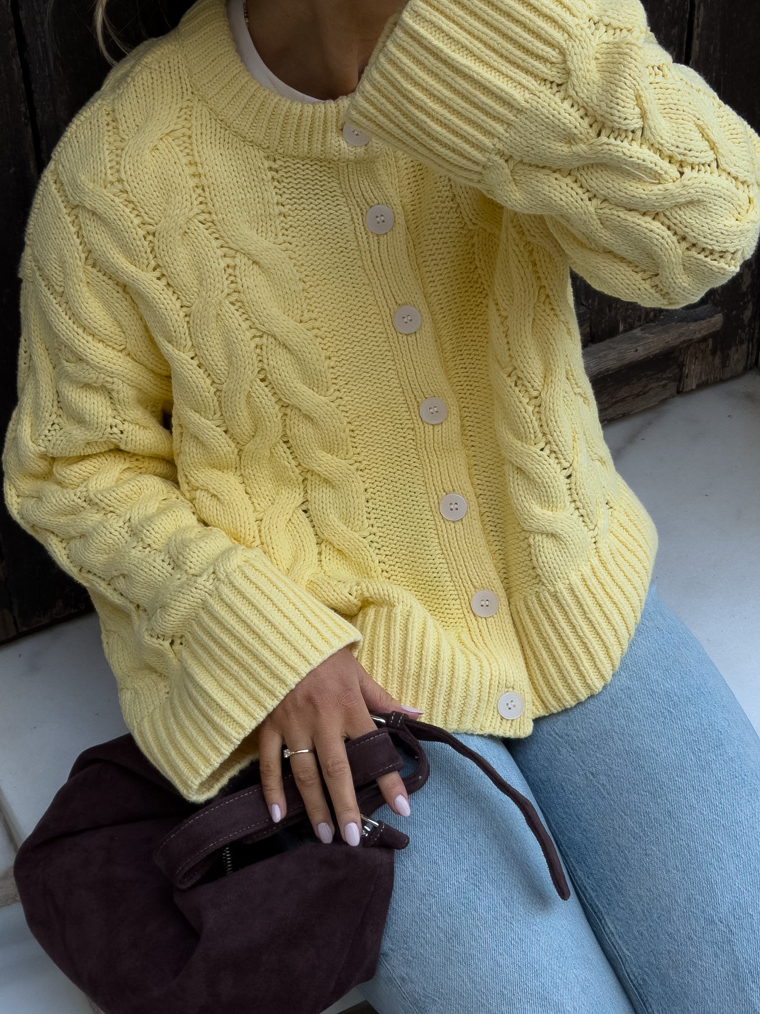 VMSVEA Thea Cardigan - Pale Banana - Image 4