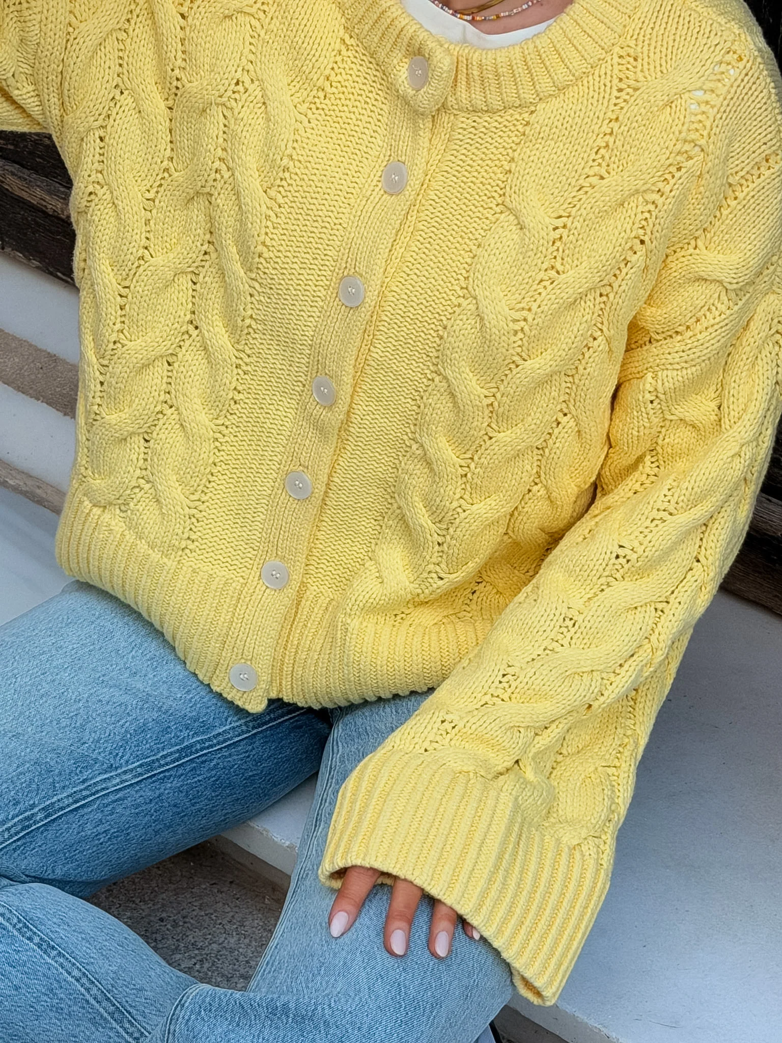 VMSVEA Thea Cardigan - Pale Banana - Image 5