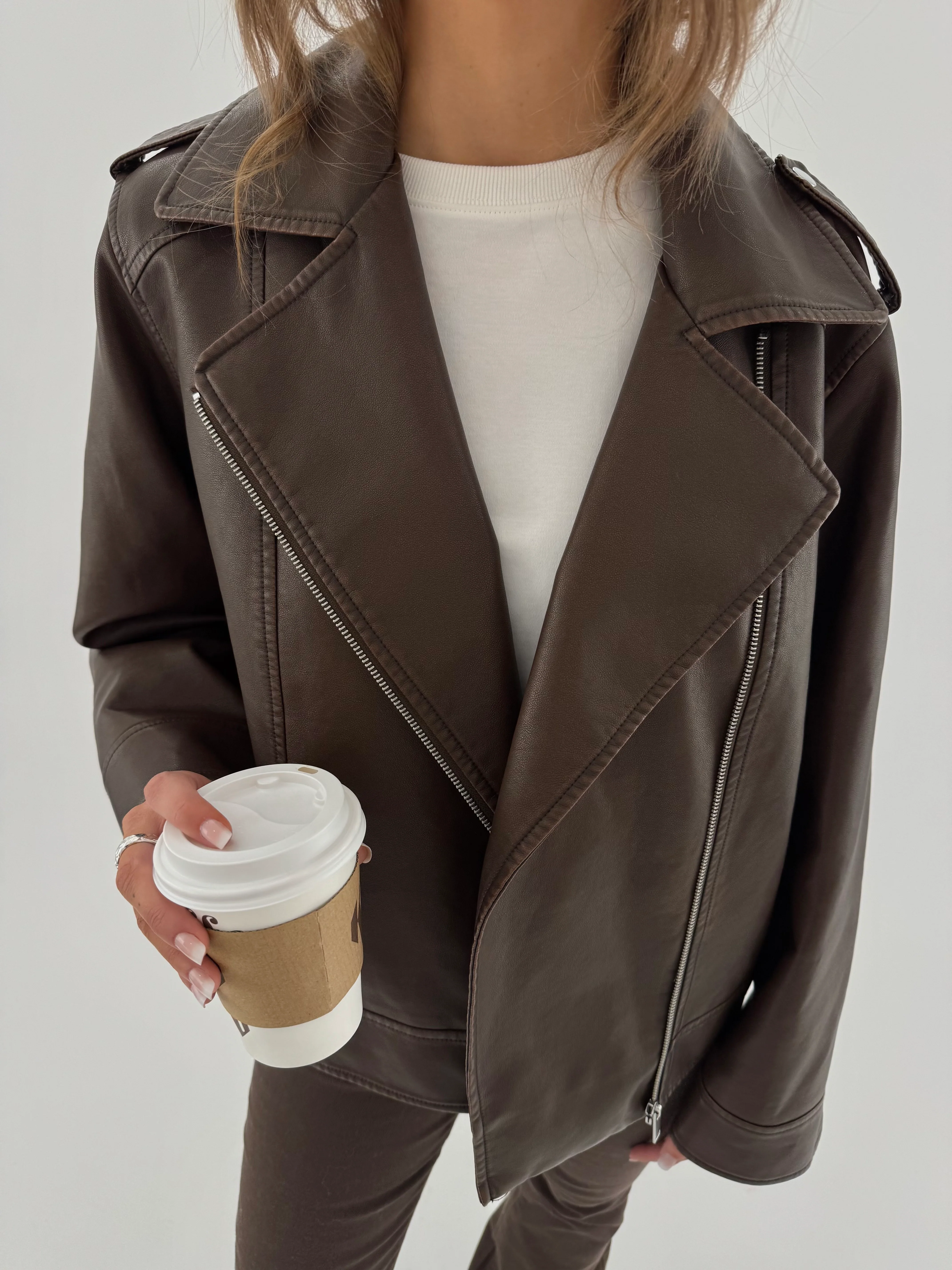PCJOSIE Biker Jacket - Hot Fudge - Image 3