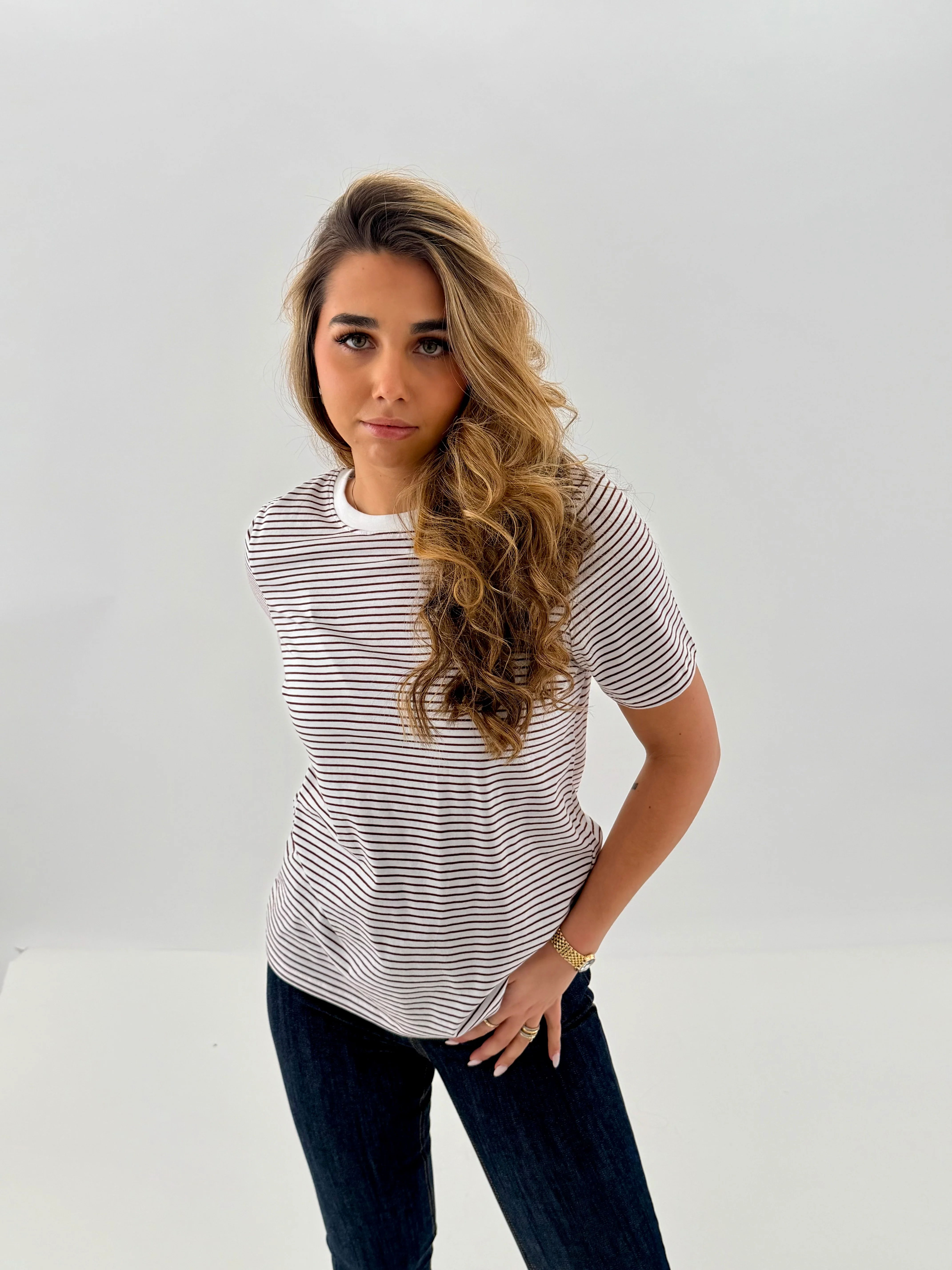 PCRIA T-Shirt - Burgundy Stripes - Image 3