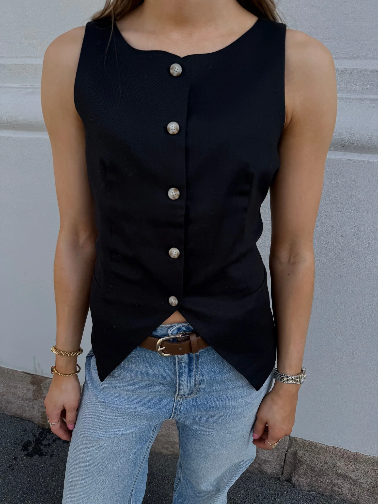 VMFLORENCE Tailored Waistcoat - Black - Image 4