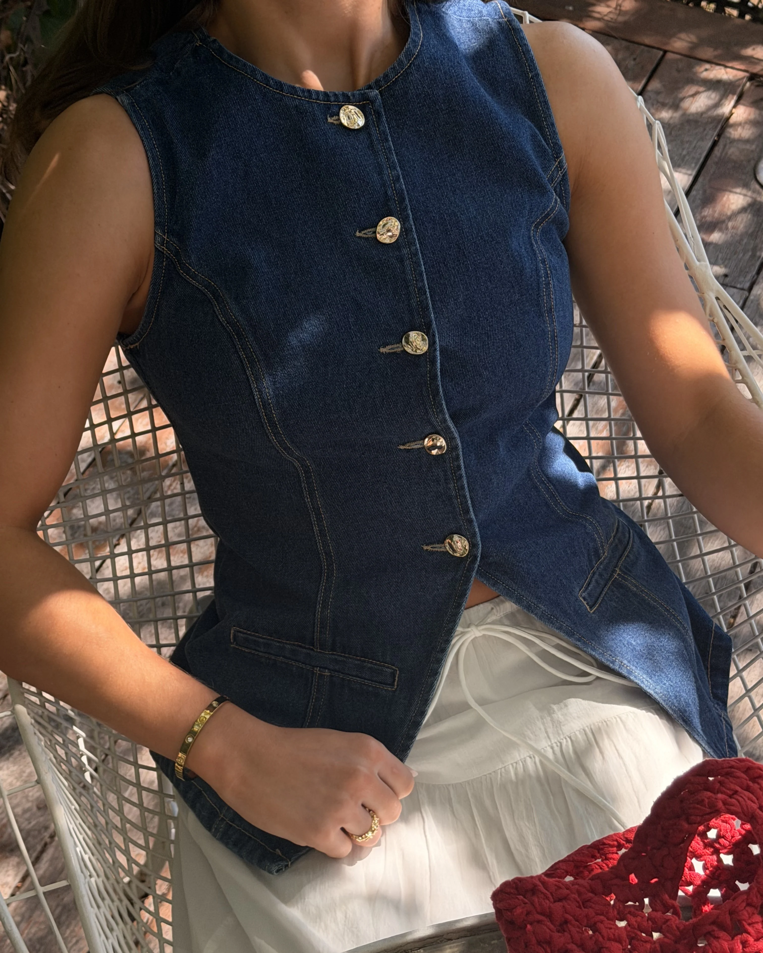 VMMARY Tailored Waistcoat - Dark Blue Denim - Image 4