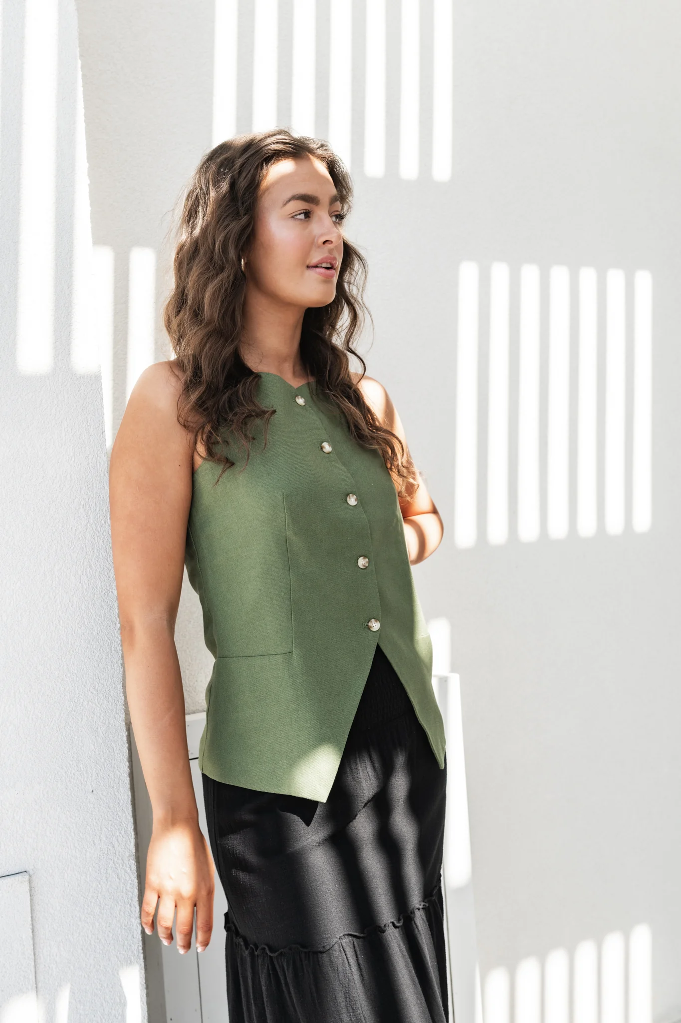 VMFLORENCE Tailored Waistcoat - Olivine - Image 3