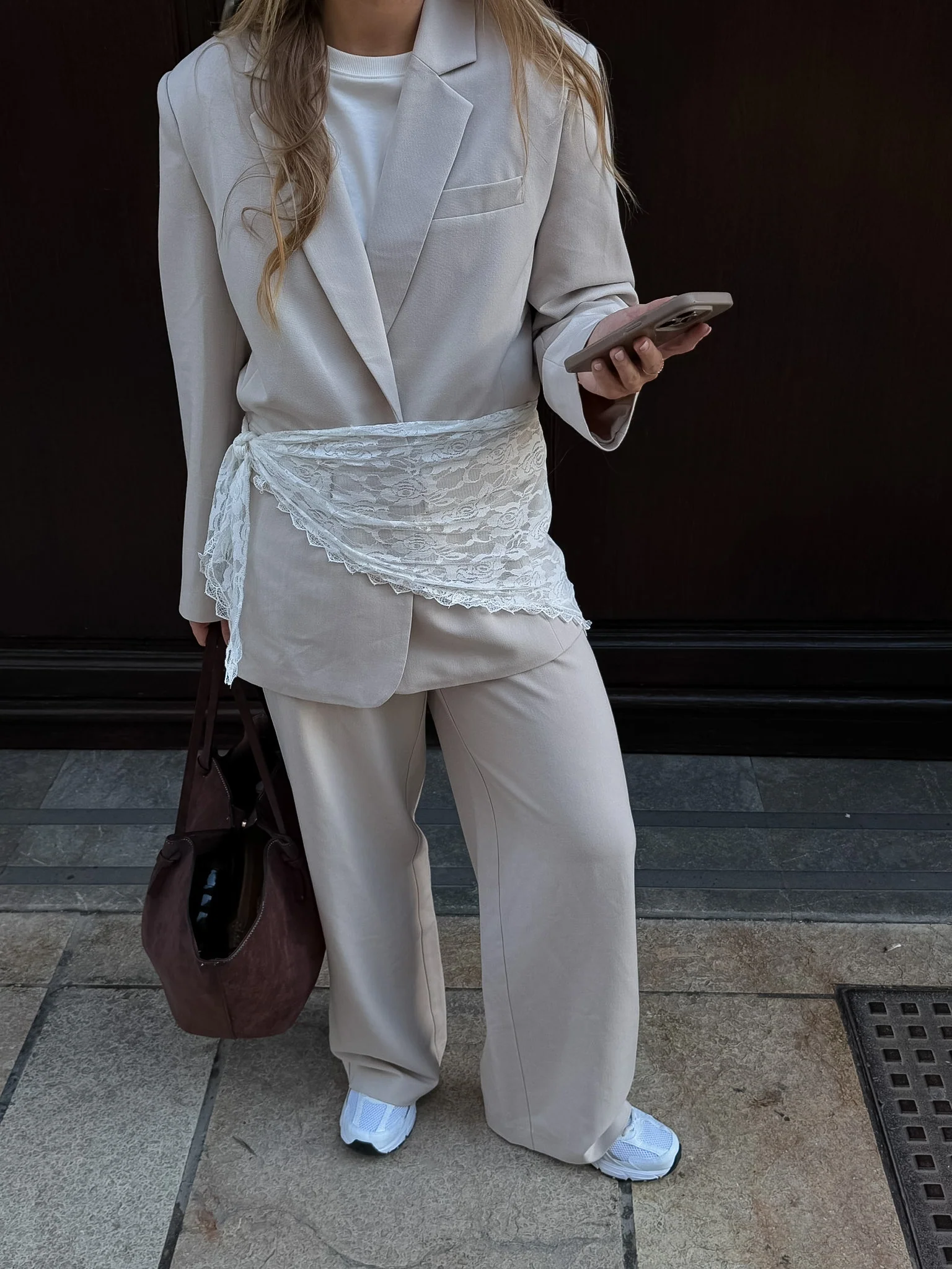 PCKAMIL Trousers - Silver Lining